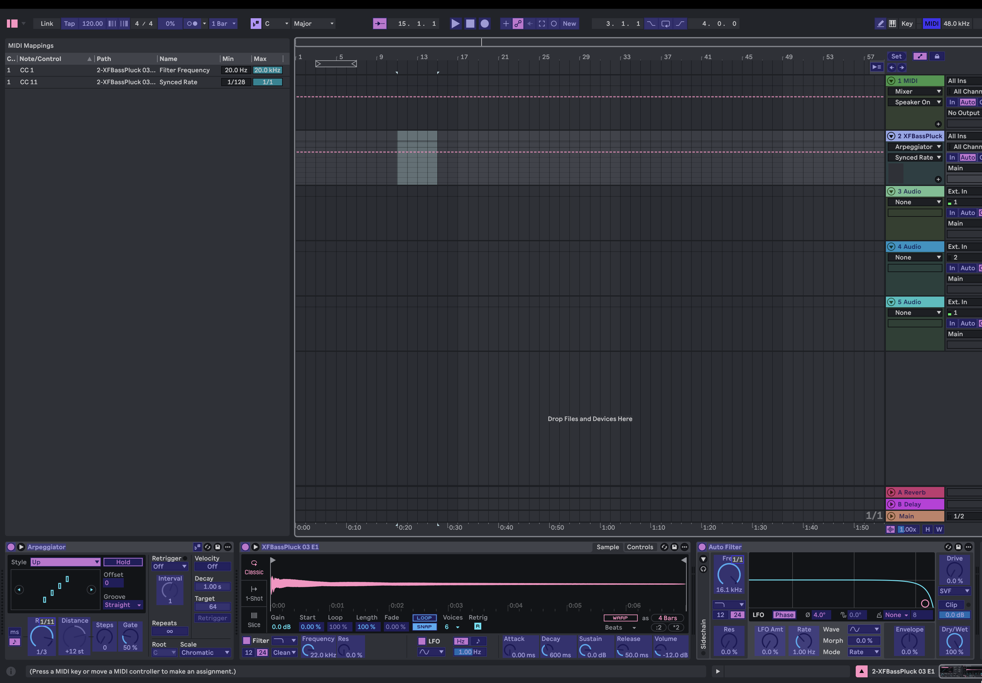 I tried to map the different MIDI tracks and parameters inside Ableton, so  that I can control it from the prototype controller.