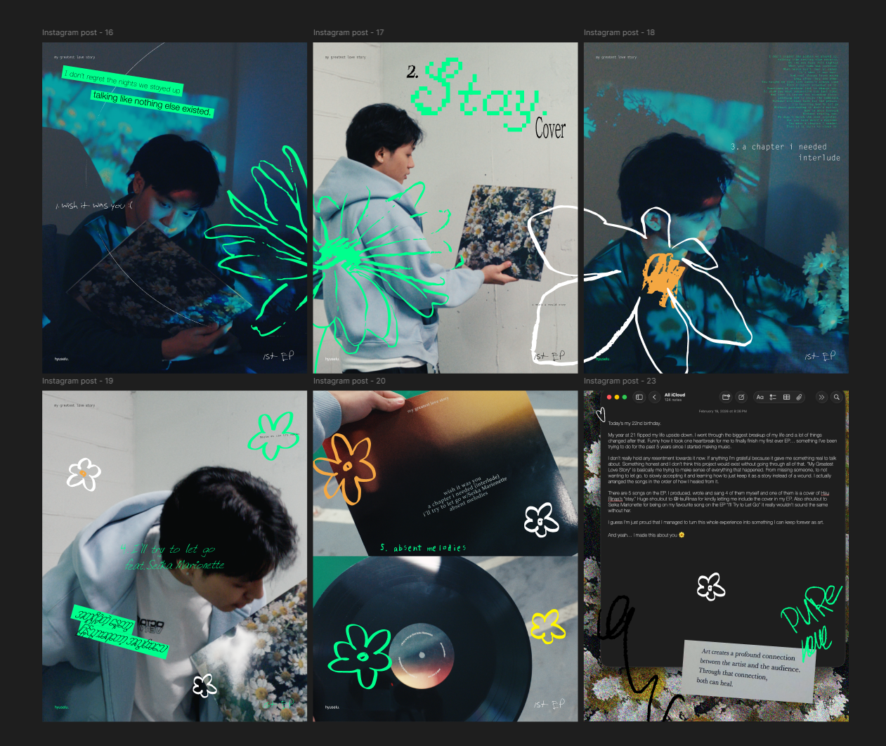 The music I released during Activity 1 : a daisy flower visual identity that became the foundation for the collage glitch visualizer. Releasing my own music at this time gave me a meaningful subject to work with in TouchDesigner rather than following tutorials with placeholder content.